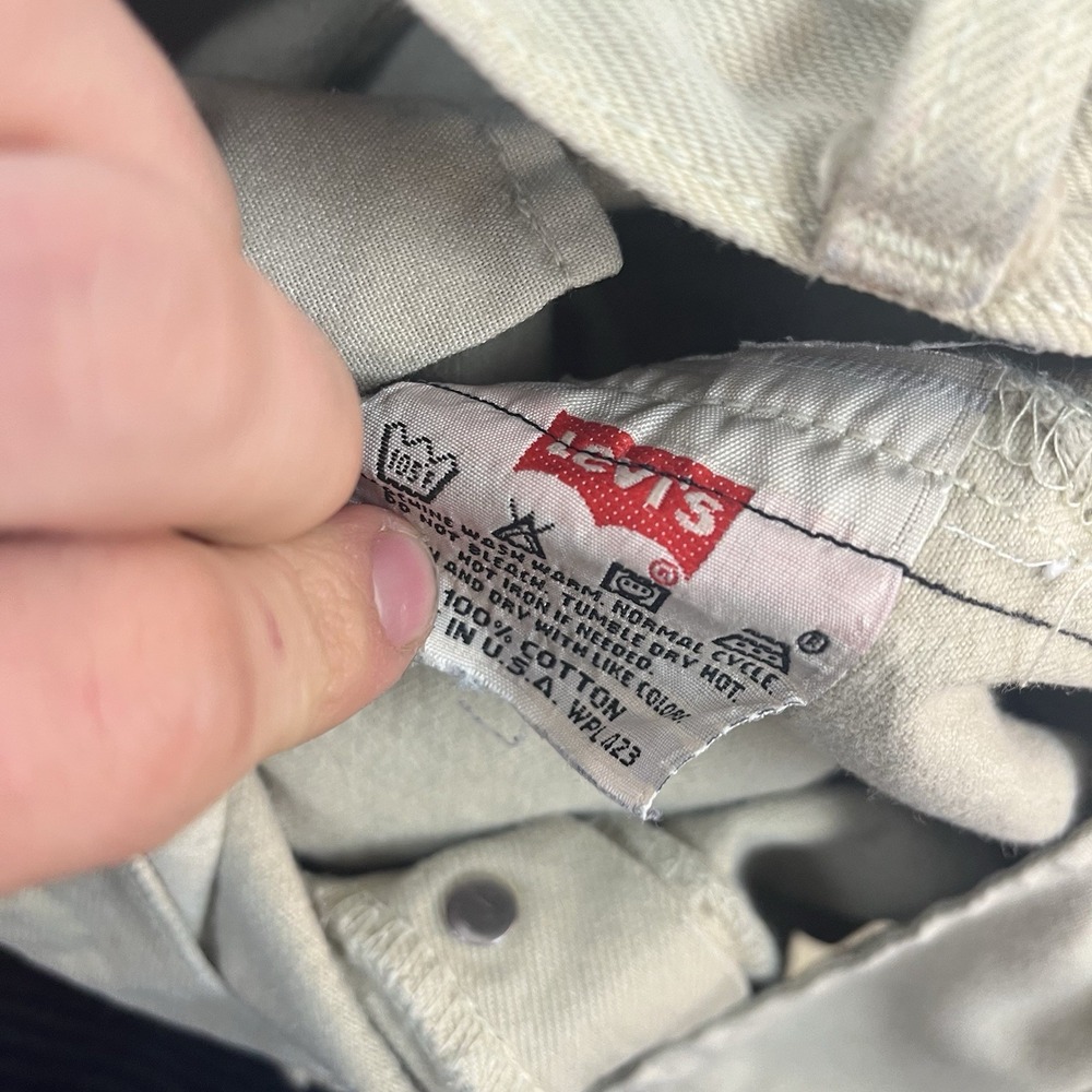 Levis 501 Jeans Mens 32x30 Vintage Made USA Tan khaki Button Fly Straight 1999 - Picture 10 of 16